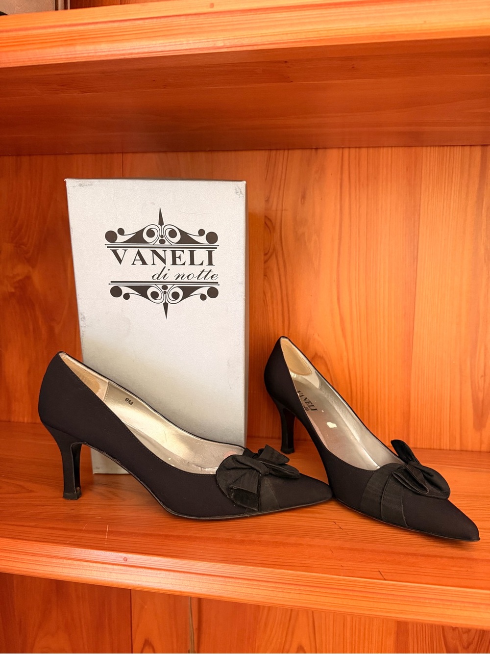 Vaneli Zick Black Fabric Bow Heels
